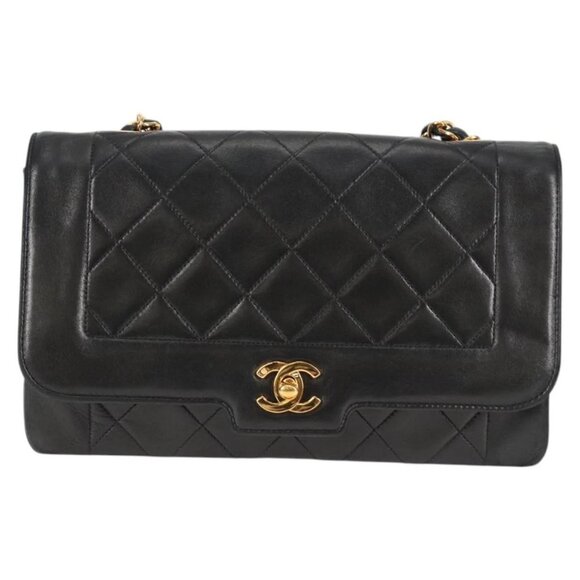 CHANEL Matelasse Chain Shoulder Bag Lamb Skin Black Gold CC Auth kk453A - Picture 2 of 16